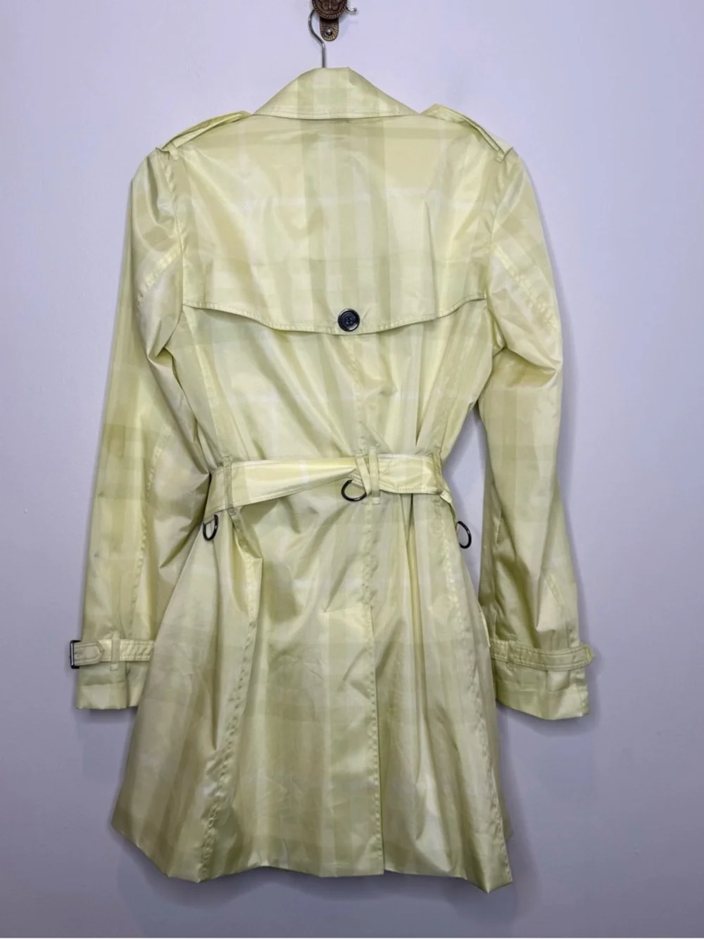 Burberry Brit Check Belted Trench Coat Pale Yellow US 8 / UK 10 - Picture 9 of 13